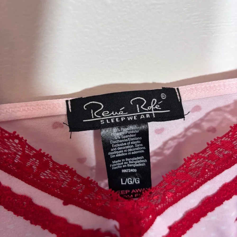 Rene Rofe light pink heart camisole sleepwear babydoll Y2K NWT NEW size large